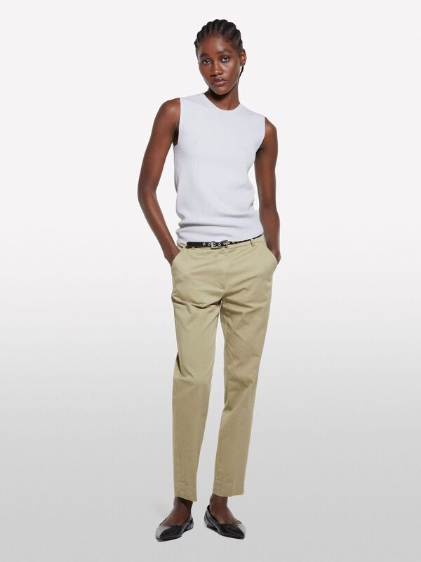 Sisley - Viskoz Karışımlı Kolsuz Slim Fit Triko Bluz Kadın Gri Bluz - 325P17Q3M105S