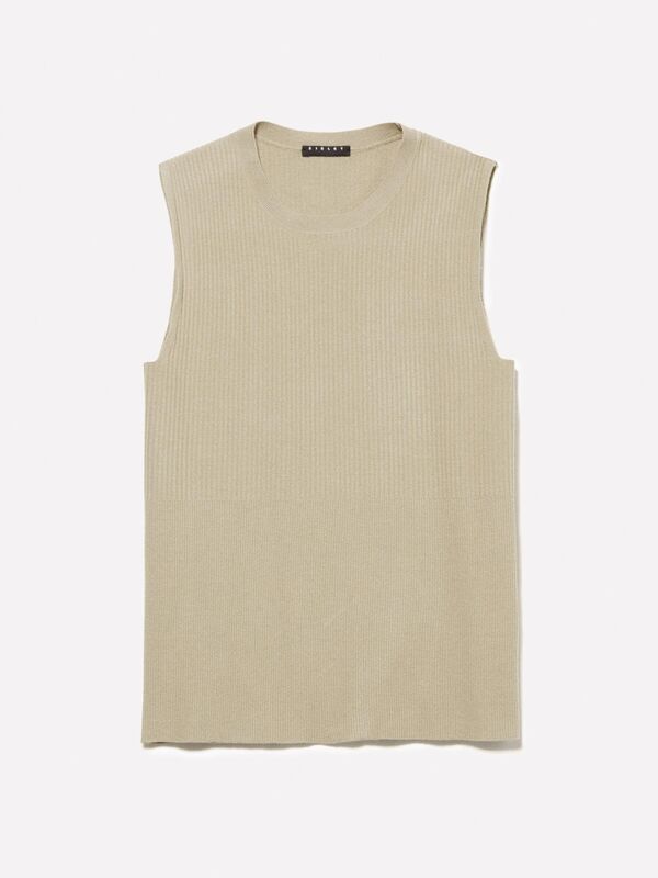 Viskoz Karışımlı Kolsuz Slim Fit Triko Bluz Kadın Kum Rengi Bluz - 325P17Q3M105S