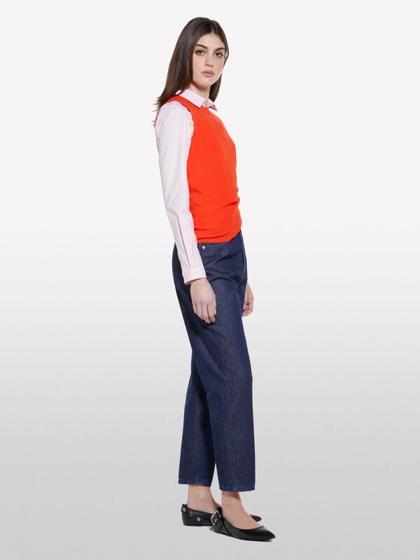 Viskoz Karışımlı Kolsuz Slim Fit Triko Bluz Kadın Nar Çiçeği Bluz - 325P17Q3M105S