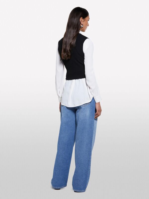 Sisley - Viskoz Karışımlı Kolsuz Slim Fit Triko Bluz Kadın Siyah Bluz - 325P17Q3M105S