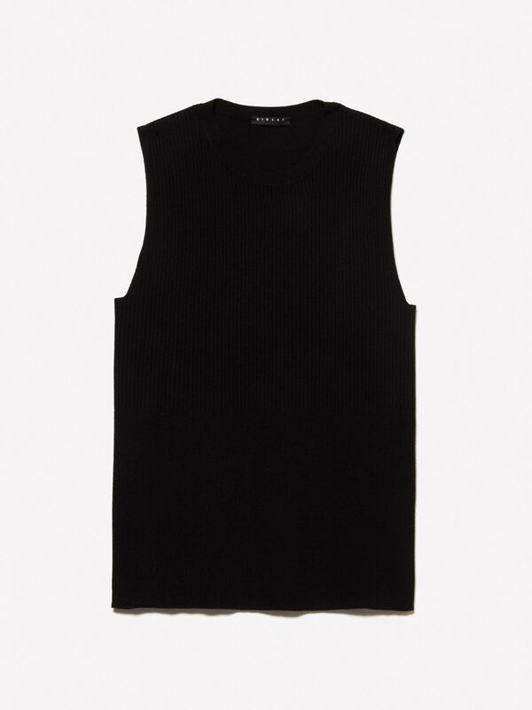 Viskoz Karışımlı Kolsuz Slim Fit Triko Bluz Kadın Siyah Bluz - 325P17Q3M105S