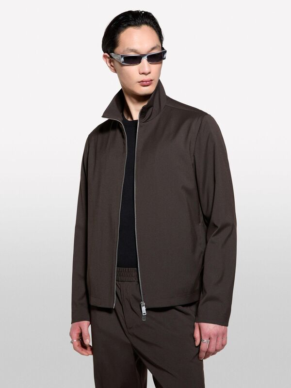 Viskoz Karışımlı Logo Detaylı Fermuarlı Ceket Erkek Bordo Ceket - 325P2TBJSN03S