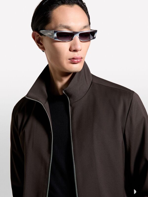 Viskoz Karışımlı Logo Detaylı Fermuarlı Ceket Erkek Bordo Ceket - 325P2TBJSN03S