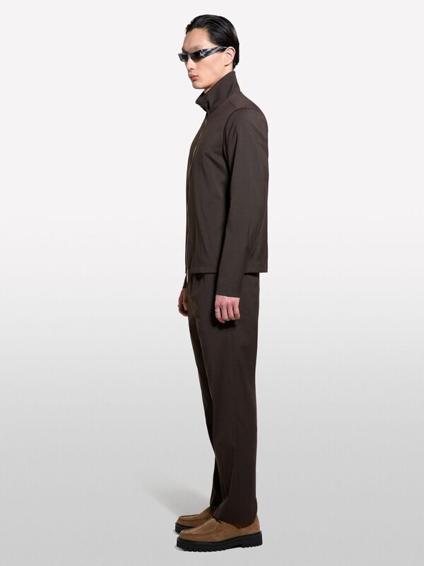 Viskoz Karışımlı Logo Detaylı Fermuarlı Ceket Erkek Bordo Ceket - 325P2TBJSN03S