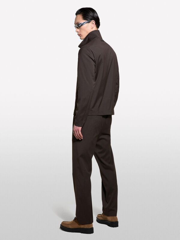 Viskoz Karışımlı Logo Detaylı Fermuarlı Ceket Erkek Bordo Ceket - 325P2TBJSN03S