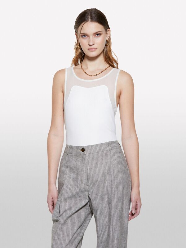 Viskoz Karışımlı Nervürlü Jarse Slim Fit Atlet Kadın Beyaz Atlet - 325P3Y61LH00Z