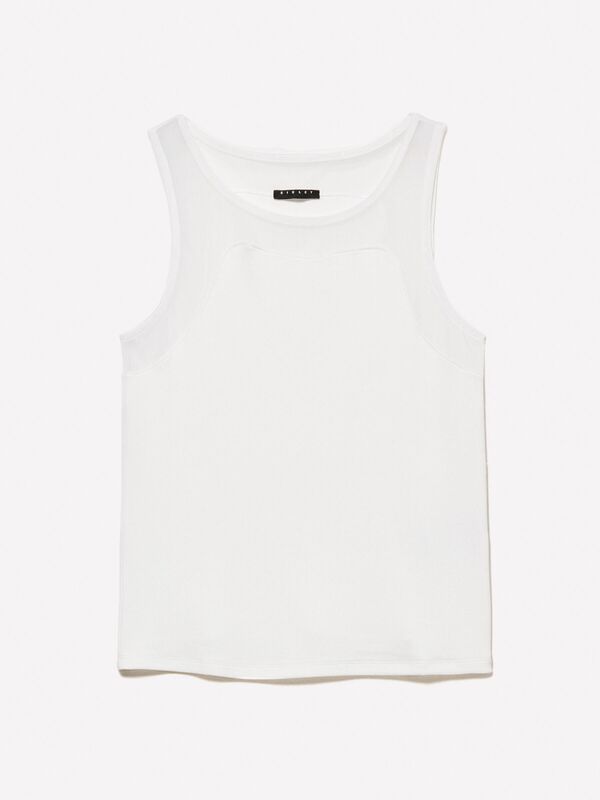 Viskoz Karışımlı Nervürlü Jarse Slim Fit Atlet Kadın Beyaz Atlet - 325P3Y61LH00Z