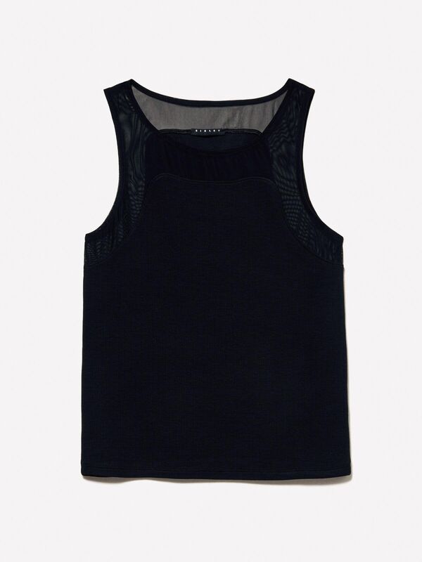 Viskoz Karışımlı Nervürlü Jarse Slim Fit Atlet Kadın Siyah Atlet - 325P3Y61LH00Z