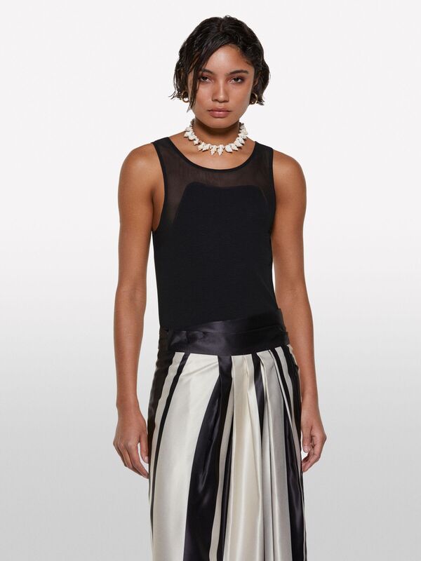 Viskoz Karışımlı Nervürlü Jarse Slim Fit Atlet Kadın Siyah Atlet - 325P3Y61LH00Z