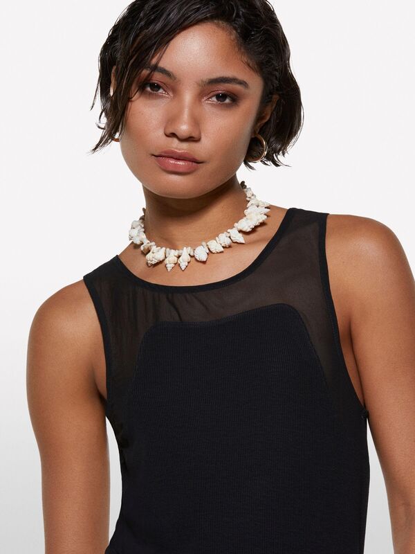 Viskoz Karışımlı Nervürlü Jarse Slim Fit Atlet Kadın Siyah Atlet - 325P3Y61LH00Z