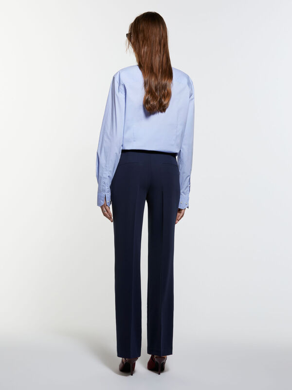 Viskoz Karışımlı Normal Bel Bol Paça Pantolon Kadın Lacivert Pantolon - 325A4KVXLF02I