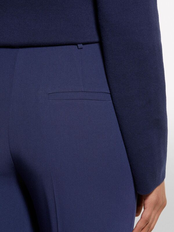 Viskoz Karışımlı Normal Bel Bol Paça Pantolon Kadın LACİVERT Pantolon - 325P4KVXLF02I