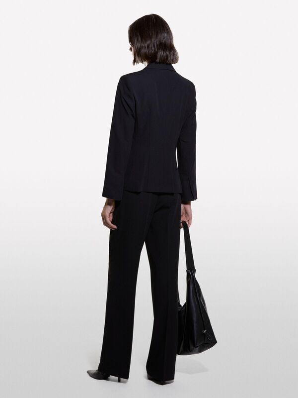 Viskoz Karışımlı Normal Bel Bol Paça Pantolon Kadın Siyah Pantolon - 324A4KVXLF02I