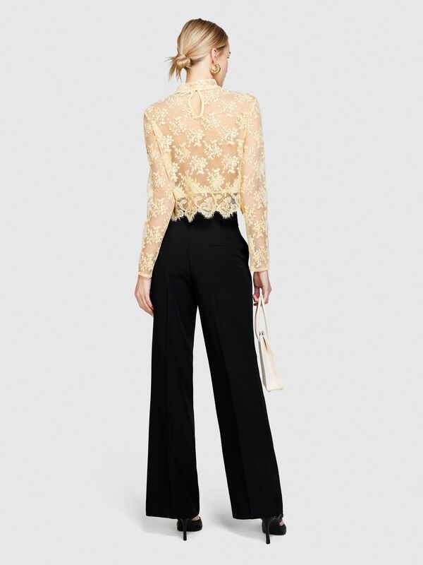 Sisley - Viskoz Karışımlı Normal Bel Bol Paça Pantolon Kadın Siyah Pantolon - 324P4KVXLF02I