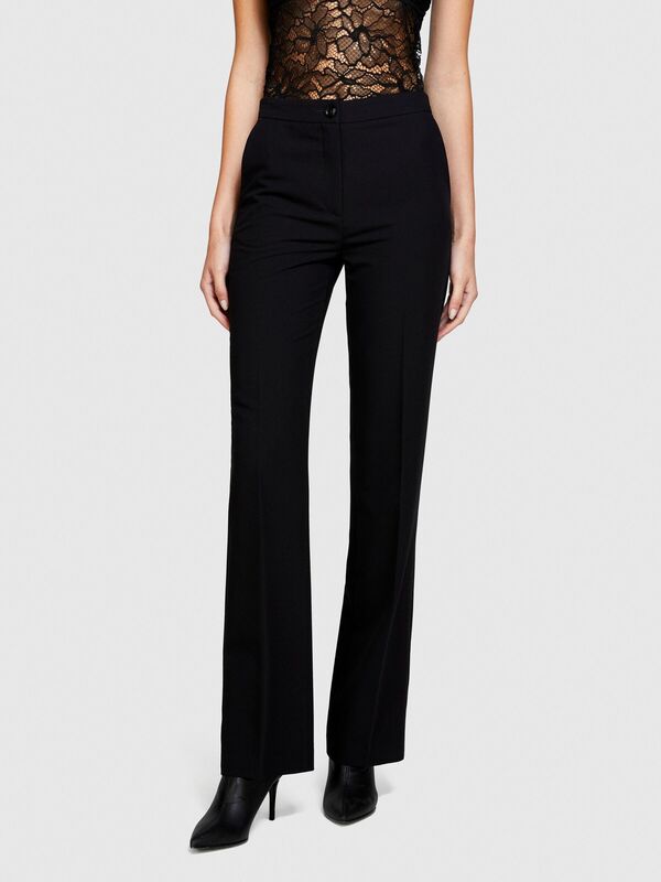 Viskoz Karışımlı Normal Bel Esnek Flared Fit Pantolon Kadın Siyah Pantolon - 323A4KVXLF03I