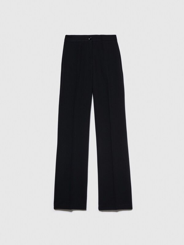 Viskoz Karışımlı Normal Bel Esnek Flared Fit Pantolon Kadın Siyah Pantolon - 323A4KVXLF03I