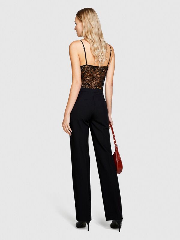 Viskoz Karışımlı Normal Bel Esnek Flared Fit Pantolon Kadın Siyah Pantolon - 323A4KVXLF03I