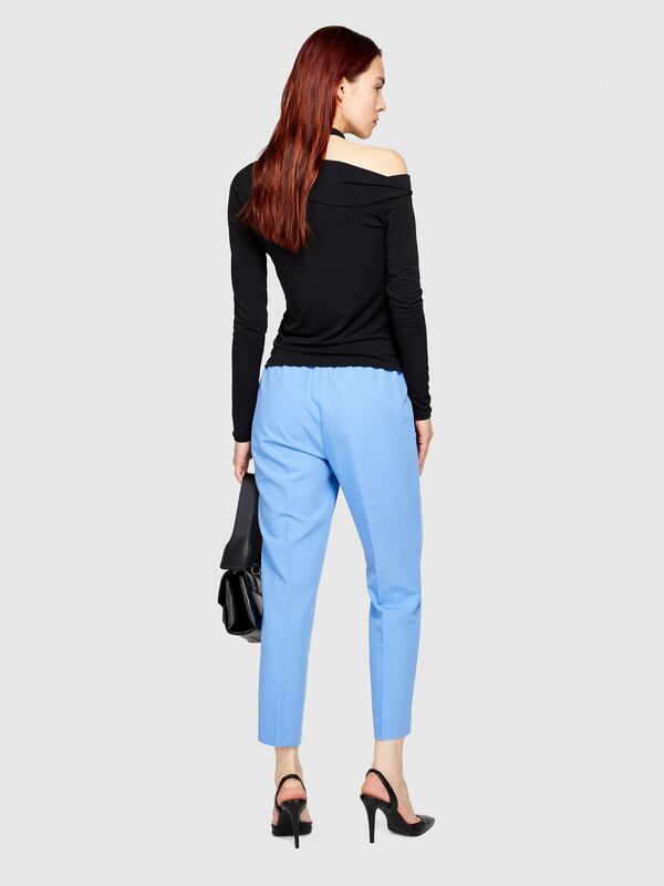 Viskoz Karışımlı Normal Bel Esnek Jogger Pantolon Kadın Mavi Pantolon - 323A4KVXL5CM7