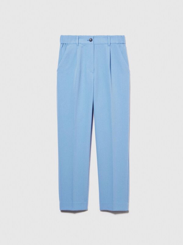 Viskoz Karışımlı Normal Bel Esnek Jogger Pantolon Kadın Mavi Pantolon - 323A4KVXL5CM7
