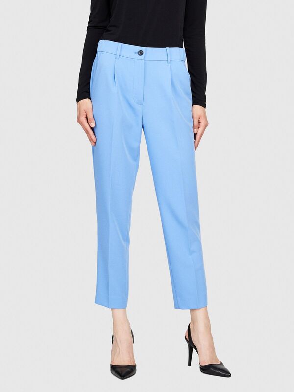 Viskoz Karışımlı Normal Bel Esnek Jogger Pantolon Kadın Mavi Pantolon - 323A4KVXL5CM7