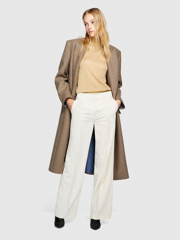 Viskoz Karışımlı Normal Bel Esnek Palazzo Pantolon Kadın Bej Pantolon - 323A4KVXLF02I