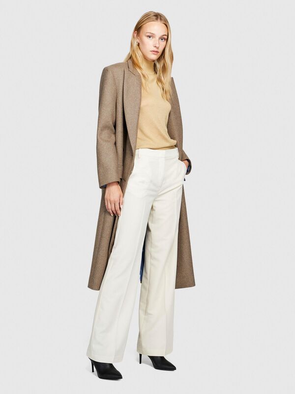 Viskoz Karışımlı Normal Bel Esnek Palazzo Pantolon Kadın Bej Pantolon - 323A4KVXLF02I