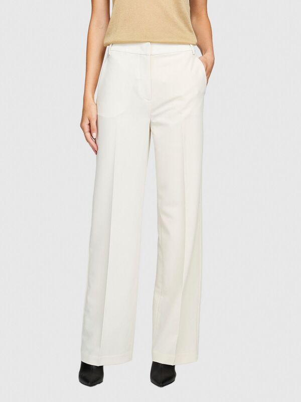 Viskoz Karışımlı Normal Bel Esnek Palazzo Pantolon Kadın Bej Pantolon - 323A4KVXLF02I