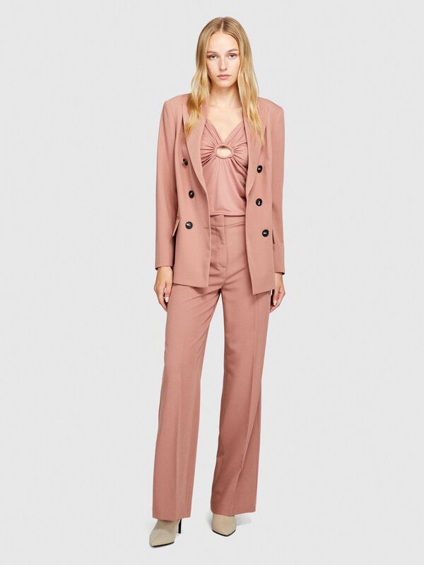 Viskoz Karışımlı Normal Bel Esnek Palazzo Pantolon Kadın Kahverengi Pantolon - 323A4KVXLF02I