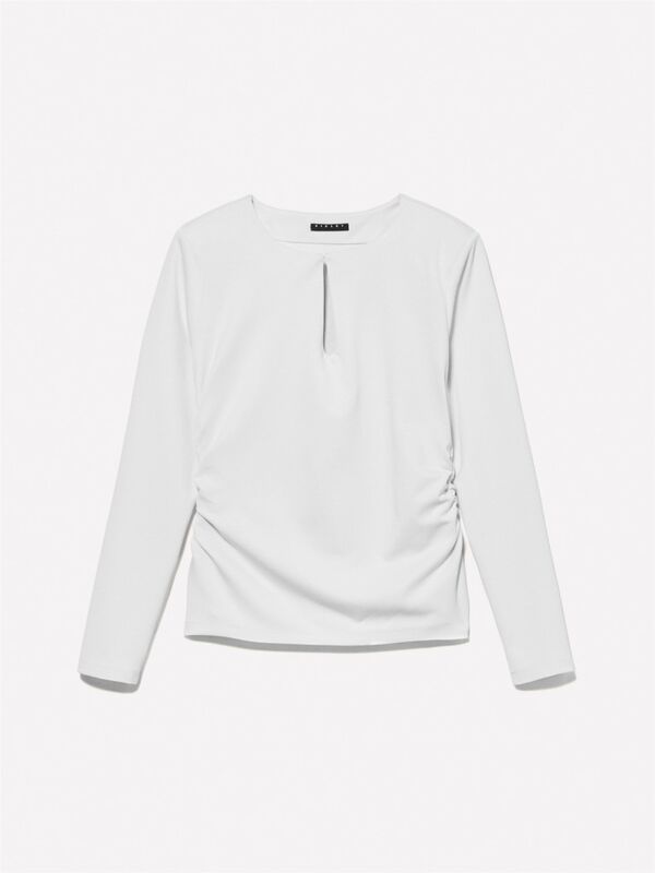 Viskoz Karışımlı Önü Açık Detaylı Yanları Büzgülü Bluz Kadın Bej Bluz - 324A5Y0XLQ080