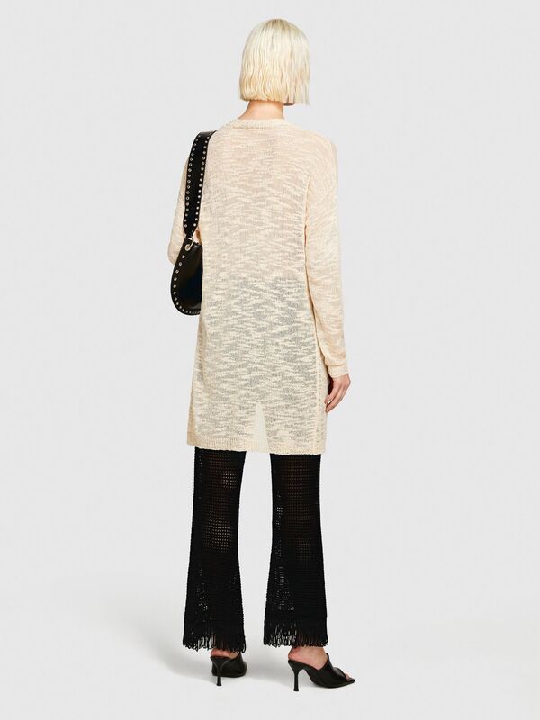 Viskoz Karışımlı Örgü Motifli Saçak Paça Coulotte Pantolon Kadın Siyah Pantolon - 324P196PMF008