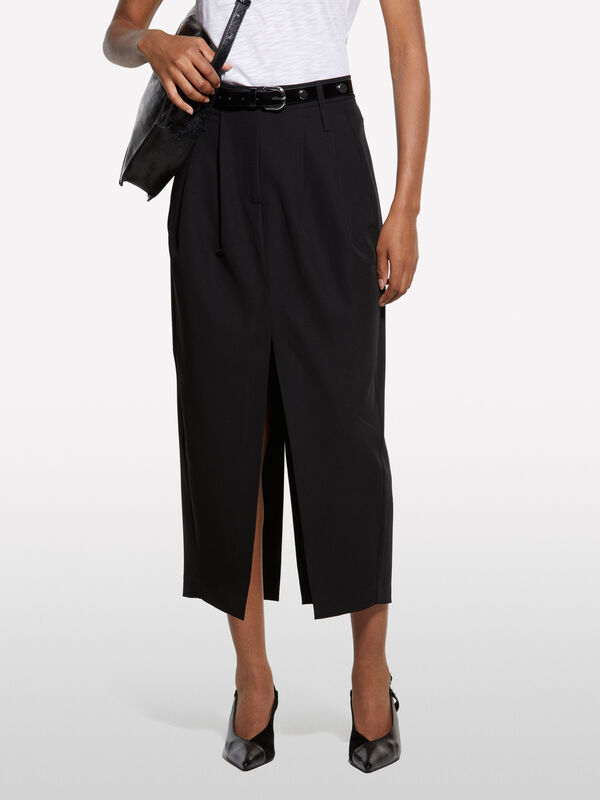 Viskoz Karışımlı Pileli Streç Pantolon Kadın Siyah Pantolon - 325A4KVXL002W