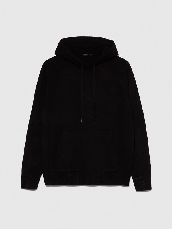Viskoz Karışımlı Reglan Kol Büzgü İpli Kapüşonlu Sweatshirt Erkek Siyah Sweatshirt - 324P1UYWS200J