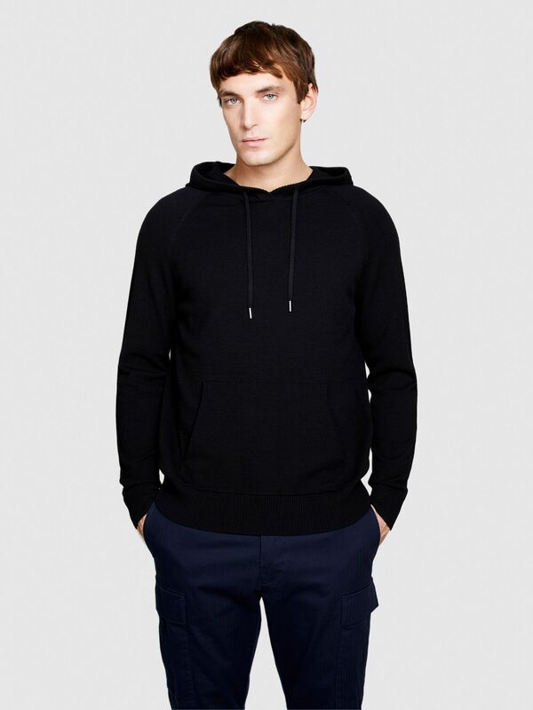 Viskoz Karışımlı Reglan Kol Büzgü İpli Kapüşonlu Sweatshirt Erkek Siyah Sweatshirt - 324P1UYWS200J