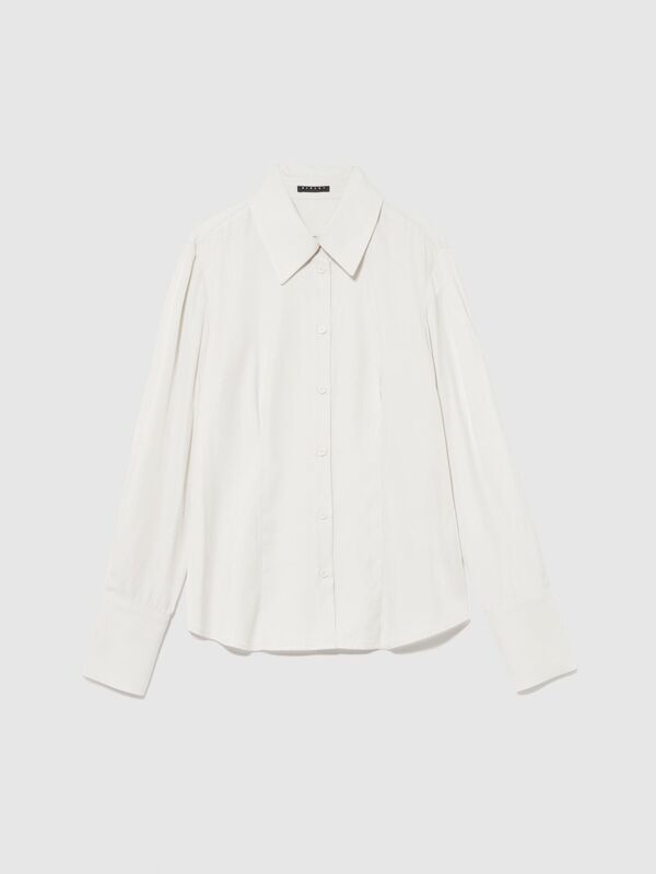 Viskoz Karışımlı Saten Gömlek Kadın Bej Gömlek - 323A54YTLQ05J