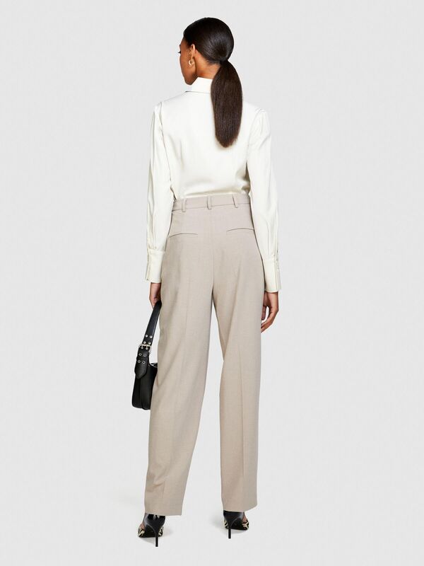 Viskoz Karışımlı Saten Gömlek Kadın Bej Gömlek - 323A54YTLQ05J