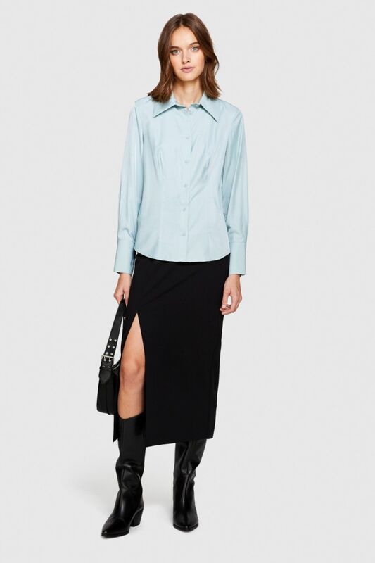 Viskoz Karışımlı Saten Gömlek Kadın Yeşil Gömlek - 323A54YTLQ05J