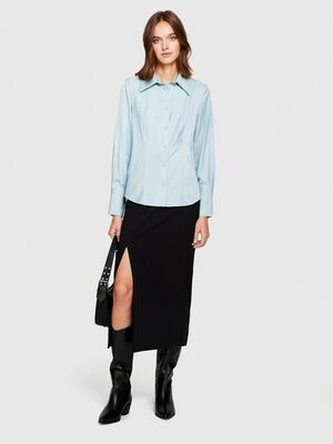 Sisley - Viskoz Karışımlı Saten Gömlek Kadın Yeşil Gömlek - 323A54YTLQ05J