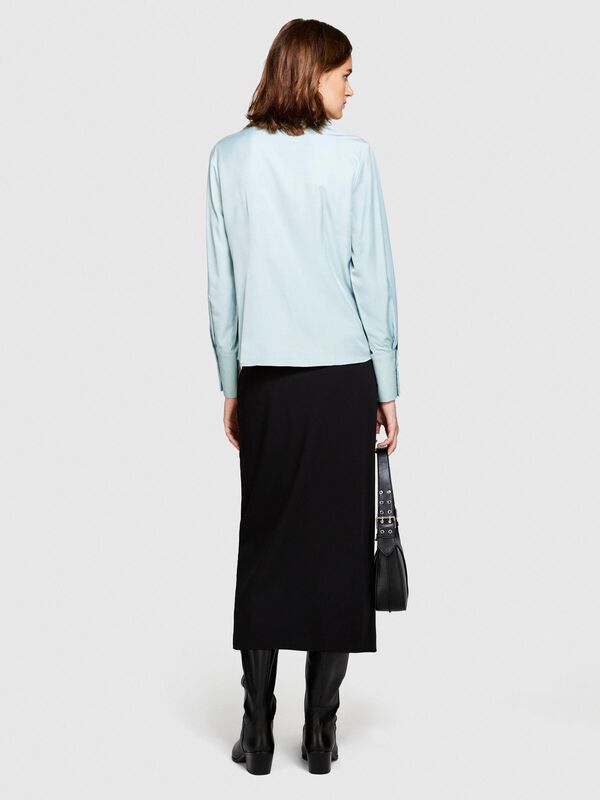 Viskoz Karışımlı Saten Gömlek Kadın Yeşil Gömlek - 323A54YTLQ05J