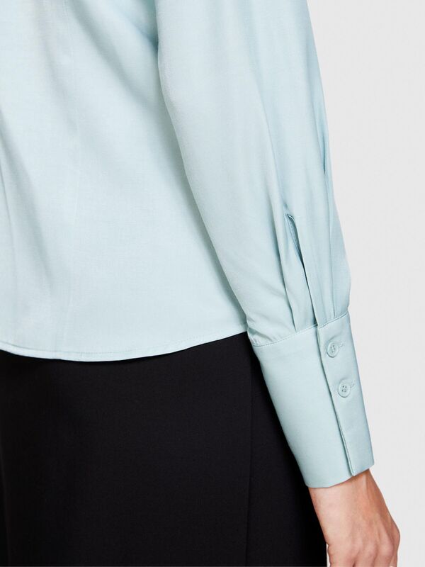 Viskoz Karışımlı Saten Gömlek Kadın Yeşil Gömlek - 323A54YTLQ05J