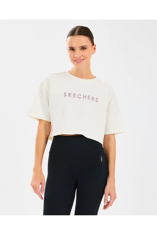 W Crop Fit Graphic Tee T-Shirt Kadın Beyaz T-Shirt - S2510147