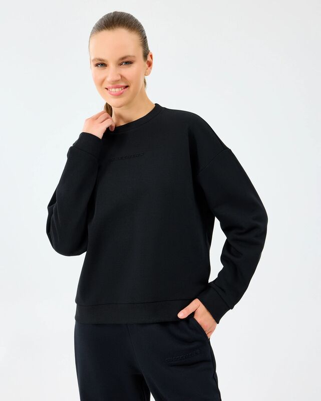 W Essential Crewneck Sweatshirt Kadın Siyah Sweatshirt - S2610011