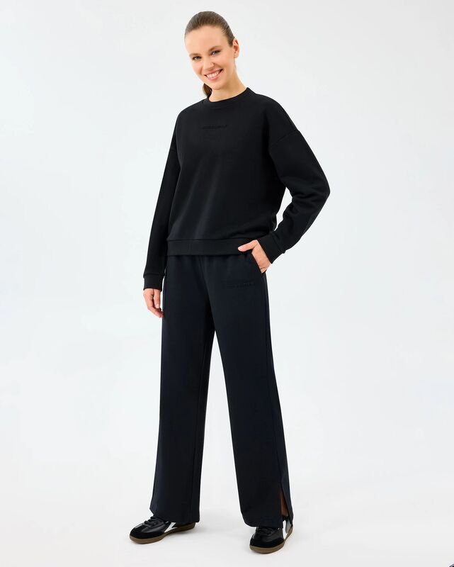 W Essential Crewneck Sweatshirt Kadın Siyah Sweatshirt - S2610011