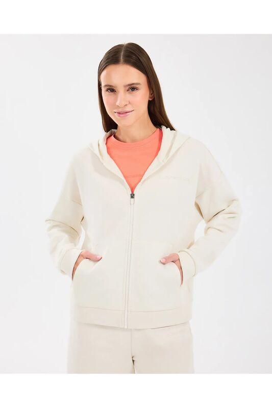 W Essential Full Zip Sweatshirt Kadın Beyaz Sweatshirt - S242117