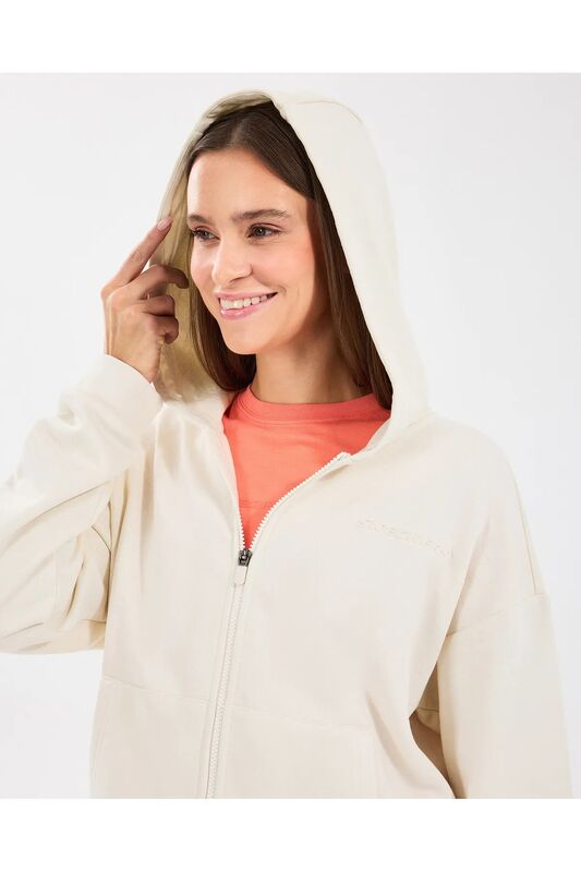 W Essential Full Zip Sweatshirt Kadın Beyaz Sweatshirt - S242117
