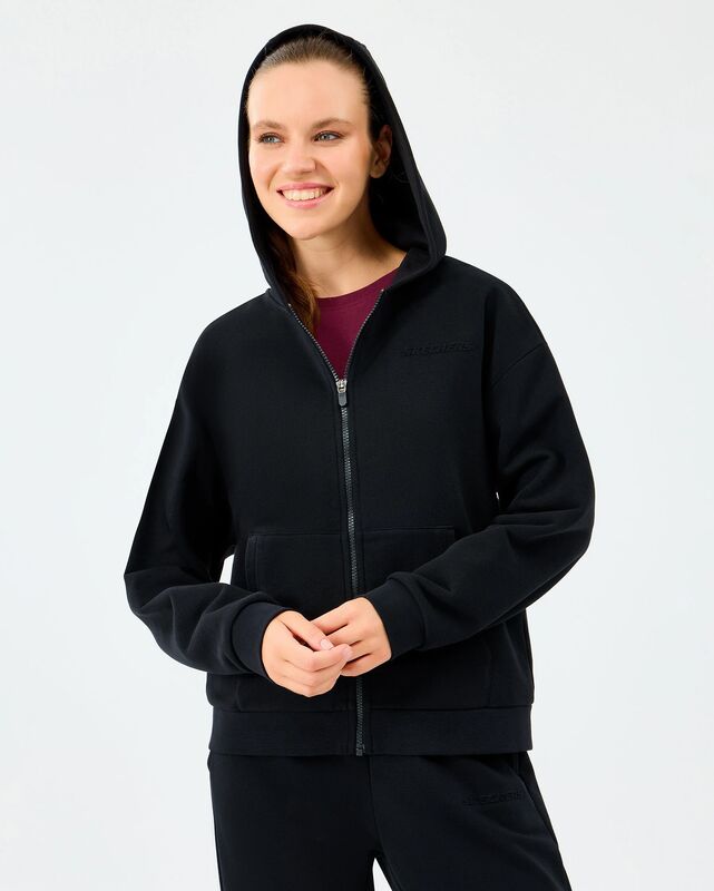 W Essential Full Zip Sweatshirt Kadın Siyah Sweatshirt - S2610016