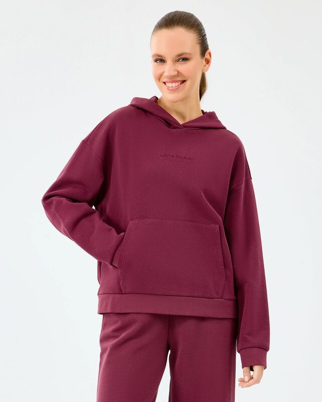 Skechers - W Essential Hoodie Sweatshirt Kadın Bordo Sweatshirt - S2610013