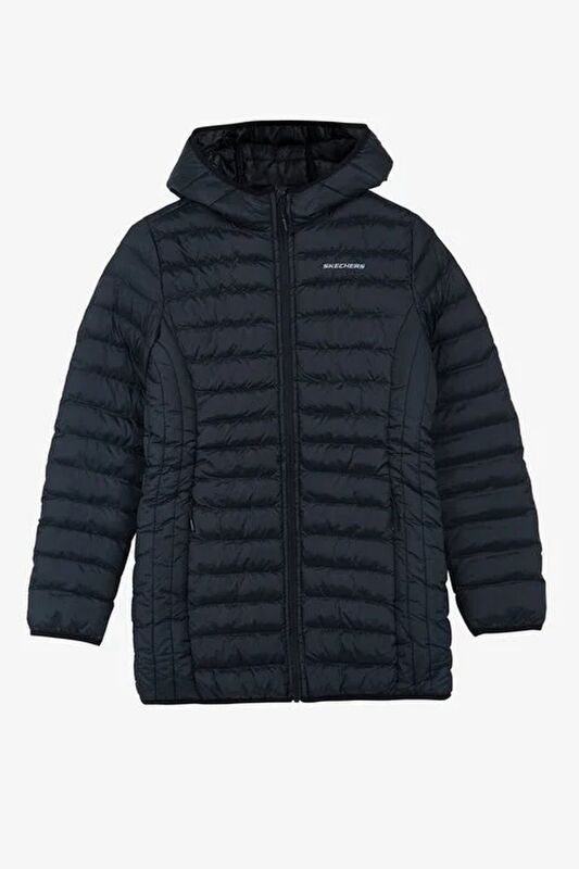 W ESSential Midi Length Hooded Jacket Kadın Siyah Mont - S212276