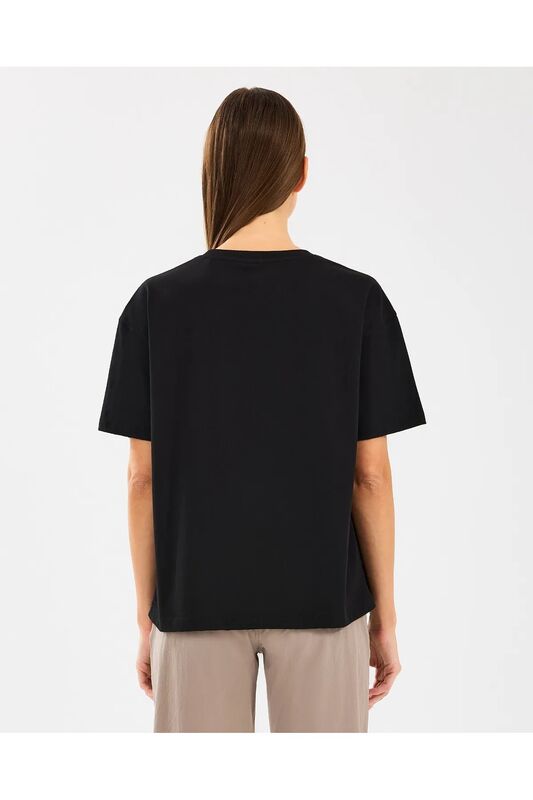 W Graphic Tee Loose Fit T-Shirt Kadın Siyah T-Shirt - S2510311