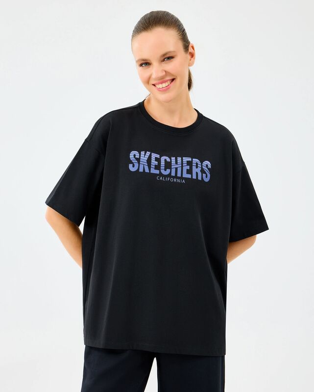Skechers - W Heavy Fabric T-Shirt Kadın Siyah T-Shirt - S2520179