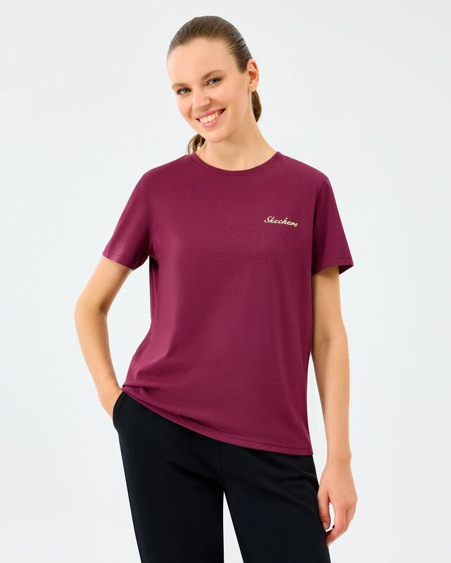 Skechers - W Light Fabric T-Shirt Kadın Bordo T-Shirt - S2520239